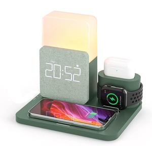 Réveil intelligent avec veilleuse douce et chaude Station d'alimentation 15W Chargeur <span class=keywords><strong>sans</strong></span> <span class=keywords><strong>fil</strong></span> pour téléphone portable Montre intelligente Écouteurs - Product Image 3