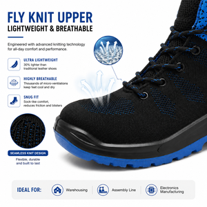 Modern Flyknit Safety Shoes Lace Up Design Durable <strong>Work</strong> <strong>Trainers</strong> for Manufacturing &amp; Plant - Product Image 5
