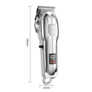 Tondeuse à cheveux électrique professionnelle, lame entièrement en acier, réglage à 4 niveaux, écran LCD, batterie 1200 mAh, qualité professionnelle pour usage familial - Product Image 1