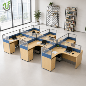Poste de travail de <span class=keywords><strong>bureau</strong></span> en forme de L moderne avec armoire de rangement intégrée - Product Image 4