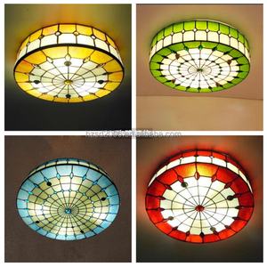 Plafonnier LED créatif fait main de style Tiffany en verre teinté avec cadre en acier, 12 pouces, pour salon et chambre à coucher - Product Image 2