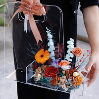 Großhandel Acryl-Handtasche mit Konservierten Blumen, Ewige Rose, Gerbera Geschenkset mit Schleife, Langlebig für Jahrestage, Valentinstag, Neujahr