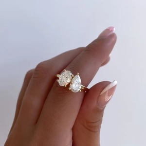 Romantic TOI ET MOI Design Fine Jewelry 18K White Gold Wedding <b>Moissanite</b> Diamond <b>Engagement</b> <b>Rings</b> Women - Product Image 5