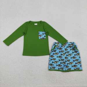 RTS Chasse Pêche Imprimer Enfants Garçons Chemise À Manches Longues Shorts 2 Pièces Tenues Boutique Nouveau Style Vêtements Pour Enfants Pour Garçon - Product Image 2