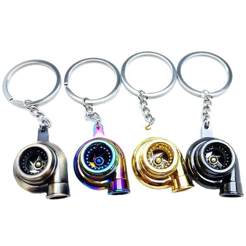 Car Modification Turbocharged Metal Key Chain Blower Hair Dryer Key Ring Chain Ring Pendant Creative Gift