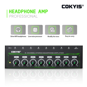 Amplificateur <span class=keywords><strong>de</strong></span> casque 8 canaux HA800 Mini en métal avec effets lumineux RGB dynamiques, Hi-Fi, ajustement personnalisé, noir, pour la maison, la scène et la console <span class=keywords><strong>de</strong></span> <span class=keywords><strong>mixage</strong></span> DJ - Product Image 2