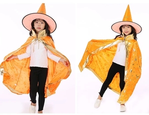 Vestido de capa de bruja <span class=keywords><strong>Mago</strong></span> <span class=keywords><strong>para</strong></span> niños de Halloween con sombrero puntiagudo traje de seda <span class=keywords><strong>para</strong></span> fiestas de <span class=keywords><strong>cumpleaños</strong></span> de juego de rol - Product Image 4