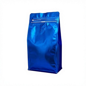 ถุงกาแฟสีน้ำเงินเงา กันความชื้น พร้อมวาล์ว (สามารถปรับแต่งขนาดได้) วาล์วไล่อากาศ ปิดผนึกด้วยความร้อน พร้อมเทปเปิดง่าย - Product Image 1