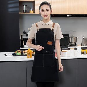 Commercio all'ingrosso di tela grembiule cucina caffè latte negozio di tè Catering impermeabile Unisex <span class=keywords><strong>abiti</strong></span> <span class=keywords><strong>da</strong></span> <span class=keywords><strong>lavoro</strong></span> stampato Logo Anti-fouling uniforme - Product Image 3