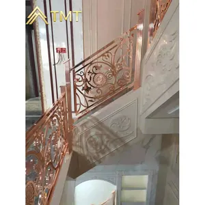 Aluminium legierung Metall Balustrade Wandbehang Aluminium Guss Geländer Bogen Treppe Handlauf Design Aluminium Handlauf