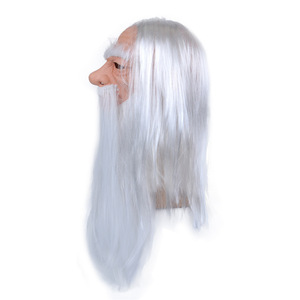 Halloween Máscara de mago de pelo blanco Papá Noel de pelo blanco Barba blanca Abuelo Traje de fiesta de látex Juego de rol Juguete de terror ATERRADOR - Product Image 3
