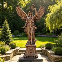 Estatua de Ángel Alado de Bronce de Tamaño Real MILY, Escultura de Estilo Antiguo con Diseño Europeo para Jardín o Parque al Aire Libre