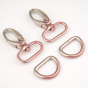 Bolsas de <span class=keywords><strong>Hardware</strong></span> para bolso, gancho a presión de aleación de Zinc de 3/4 pulgadas, gancho giratorio de resorte degradado de plata rosa, hebilla de anillo de Metal D de 20mm para correa de bolso - Product Image 1