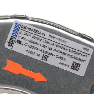 Ventilateur centrifuge de refroidissement ABB pour convertisseur de fréquence D2D160-BE02-14 D2D160-BE02-16 160mm 230VAC 700W 2.2/1.28A 2700RPM - Product Image 6