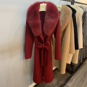 Mới Đến Tùy Chỉnh Big Fox Fur Cổ Áo Mùa Đông Dài Len Cashmere Coat Phụ Nữ - Product Image 6