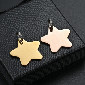 Llavero de Acero Inoxidable con Forma de Estrella Redondeada Creativa, Collar de Identificación de Mascota con Grabado Brillante Antipérdida, Accesorios - Product Image 4