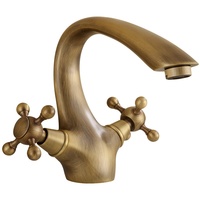 Robinet de lavabo monocommande en laiton antique, mitigeur chaud/froid avec cartouche en céramique pour lavabo de salle de bain et projets de meubles-lavabos