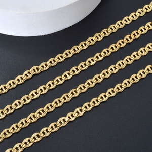 Collier chaîne en forme d'œuf en cuivre plaqué or 750 18 carats de style italien, chaîne à maillons en forme de grain de café pour femmes - Product Image 2