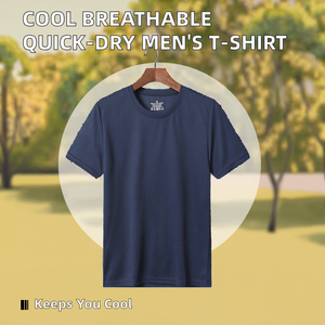 T-shirt Homme Col Rond Uni en Tissu Peigné Teint en Pièce, Respirant, Très Élastique, Effet Glacé, Séchage Rapide, Décontracté et Sportif - Product Image 2