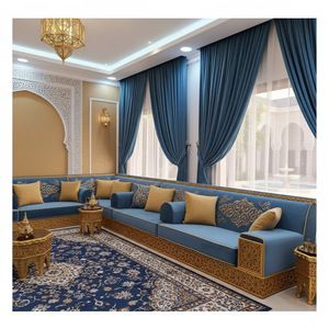 <b>Moroccan</b> Luxury U <b>Sofa</b> Set Jalsa Sedari Salon Wooden Furniture for Living Room Home Use with Storage Feature - Product Image 3