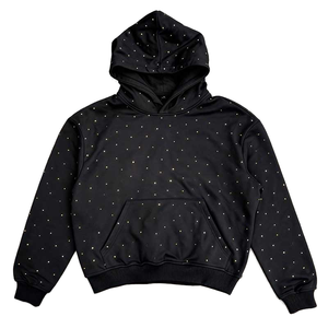 Custom Black Rhinestone Hoodie Men's Pullover Sweatshirt <b>Studded</b> Streetwear Oversized Hoodie Manufacturer Wholesale <b>Clothing</b> - Product Image 1