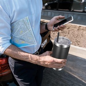 20oz Stainless Steel Bulk <b>Tumblers</b> <b>with</b> Lids and <b>Straws</b>, Leakproof Double Wall Travel Mug for Hot/Cold Drinks, Home Office Out - Product Image 5