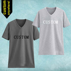 เสื้อยืดคอวีพิมพ์ลายสำหรับผู้ชายเสื้อยืดผ้าฝ้ายสีขาวเสื้อยืดสีขาวพิมพ์ลายได้เองแบบ DIY สำหรับภาพหรือโลโก้ของคุณ - Product Image 2