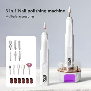 ชุดเจาะตะไบเล็บไฟฟ้าแบบ3-in-1ชุดพกพาแบบชาร์จไฟได้สำหรับเล็บเจลอะคริลิกทำจากพลาสติก - Product Image 2