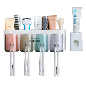 <span class=keywords><strong>Set</strong></span> da <span class=keywords><strong>Bagno</strong></span> Multifunzionale a Due Pezzi: Portaspazzolini da Parete in <span class=keywords><strong>Plastica</strong></span> e Dispenser per Dentifricio - Product Image 5