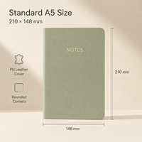 Cahier d'École Pastel A6/A5 Personnalisable Couverture en Cuir PU Souple Portable Journal Journal Papier Ligné Scrapbook Cahier de Papeterie