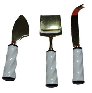 Juego de cubiertos de 3 piezas de diseño de lujo 2022, mango de resina, tenedores de queso de acero inoxidable, herramientas para queso específicas - Product Image 3