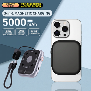Chargeur sans fil magnétique 3-en-1 5000mAh 20W PD à charge rapide pour téléphone, montre et casque - Product Image 1