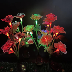 Lámpara de jardín de fibra óptica cambiante Multicolor de energía Solar IP65 Flor de peonía Artificial iluminación decorativa paisaje Acción de Gracias - Product Image 3