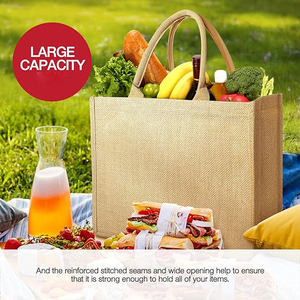 Sac fourre-tout en toile de jute laminée réutilisable avec poignées souples pour le shopping, les voyages et la plage – Vente chaude – Chine - Product Image 5