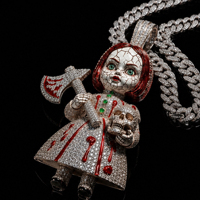 Nuevo Colgante de Plata 925 con Moissanita, Diseño Personalizado Iced Out, Estilo Hip Hop para Hombre, Colgante de Muñeco de Terror para Streetwear, Venta al por Mayor