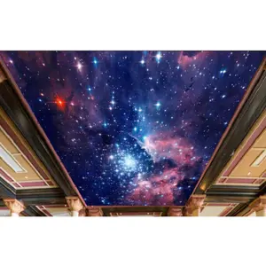 Sample Galaxy Space Night Starry Sky stretch ceiling film design for wall and ceiling panel 3d Effect Pvc Stretch Ceiling Film