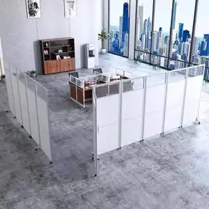 China-Fabrik Holz-Büro-Teiler Doppelglas-File-Wand Arbeitsplatz-Schreibtisch-Set MDF Aluminium Heim Wohnzimmer Bildschirm Kunstauflage