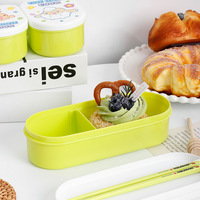 Boîte à lunch portable pour enfants, double couche, en plastique PP, avec sac, pour pique-nique scolaire