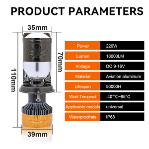 Kit de phares à lentille de projecteur LED Super Puissance H4 12V 8000 Lumens 6000K, faisceau haut/bas, avec driver externe universel pour voiture, garantie 2 ans - Product Image 6