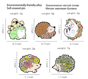 เม่นแมวสัตว์โลหะหมุดกบเห็ดเข็มกลัดปกป้ายน่ารัก Kawaii นุ่มขาเคลือบขายส่งจำนวนมาก - Product Image 4