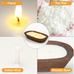 Bougie Woodronic Dough Bowl, 3 bougies à mèche, bougie en cire de soja naturelle pure dans un bol en bois, éliminateur d'odeurs, cadeau parfumé botanique - Product Image 4
