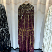 Robe Abaya de Luxe Élégante Brodéée, Robe de Soirée Musulmane Modeste pour Femmes Grandes Tailles pour Mariages et Aïd avec Accent Strass