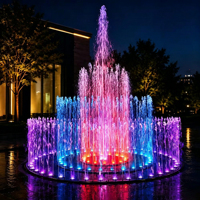 Fontaine musicale extérieure moderne en acier inoxydable personnalisée, équipement de fontaine d'eau pour cour, colonnes d'eau programmables