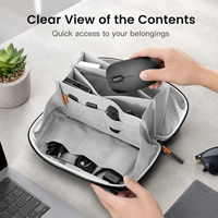 Sac de voyage pour accessoires électroniques en polyester durable Grande capacité Organisateur de câbles ouverts à 180 degrés Poids léger à la mode