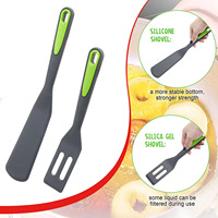 2pcs Silicone Mini Pelles de Cuisine Outils de Cuisine pour Frire Oeufs Steak Round Pancake Turner Spatules