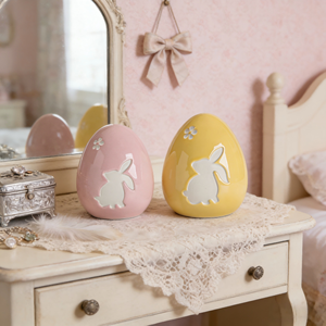 Ensemble de <span class=keywords><strong>d</strong></span>écoration en céramique pour Pâques - Œufs et lapins - <span class=keywords><strong>D</strong></span>écoration de table en <span class=keywords><strong>d</strong></span>écoupes pastel - Product Image 5
