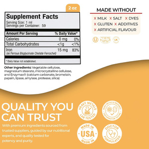 Private Label Iron Liquid Drops 18mg <strong>Vitamin</strong> C Folic Acid <strong>Vitamin</strong> B12 for <strong>Immunity</strong> <strong>System</strong> Raspberry Flavored <strong>Vitamins</strong> Adults - Product Image 3