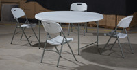 Tables rondes pliantes en plastique HDPE blanc de 150 cm (60 pouces) pour banquets, fêtes, mariages et événements - Vente en gros