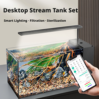 Aquarium de bureau rectangulaire intelligent avec filtration double couche, verre ultra-transparent, mini-ruisseau aquatique, ensemble complet