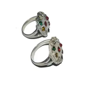 Top Selling Nine Planets Healing Chakra Ring Top Grade Seven Chakra Silver Plated Gemstone Ring At Reasonable Price